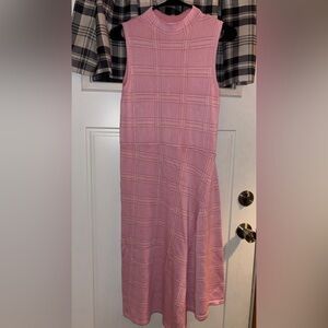 Free Assembly Chic Pink Checkered Midi Sweater Dress~Small w/stretch